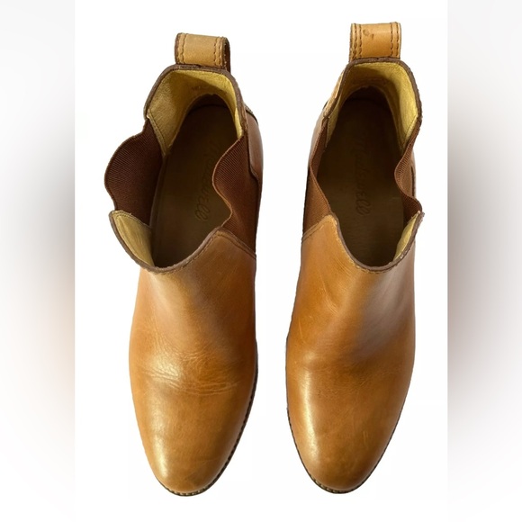 Madewell Womens 7.5 Pull On Chelsea Ankle Bootie Cognac Leather Distress Western - Picture 6 of 12
